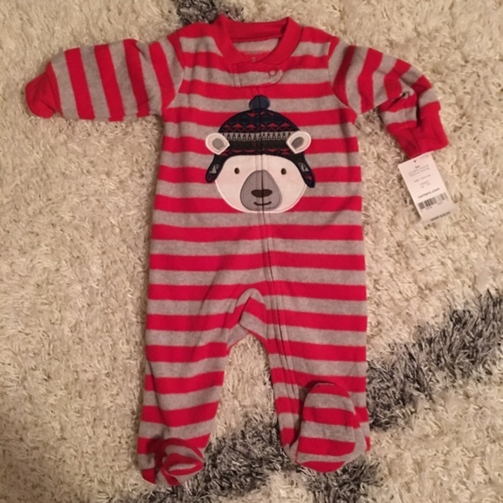Carter's Christmas outfit sleeper zipper bear